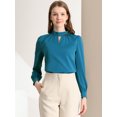 thumbnail image 2 of INSPIRE CHIC Women's Keyhole Stand Collar Pleated Back Button Blouse Tops, 2 of 6