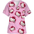 thumbnail image 1 of Uniforme d'Infirmière pour Femmes à Manches Courtes Hello Kitty Uniforme de Travail Blouse à Poche Hauts de Sarrau Uniformes Médicaux d'Infirmière Accessoires, 1 of 6