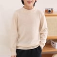 thumbnail image 2 of MeetoTime 4-18 Years Children's Knitted Undershirt Solid Color Thick Half High Neck Long Sleeved Pullover Top, 2 of 7