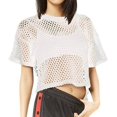 thumbnail image 1 of Womens Mesh Cover Up See Through Fishnet T Shirt Crop Top Women T Shirt Medium Shirt Women Workout Shirt Workout Shirt Womens Womens Long Sleeve Tops Polyester Striped Womens T Shirt Womens Short, 1 of 4