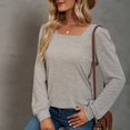 thumbnail image 5 of CHUANK Chemise Longue Cache-Ventre Fluide à Col Rond Unie à Manches Longues Hauts Grande Taille pour Femmes Chic Tunique Confortable à Porter avec des Leggings Bleu TTG, 5 of 5