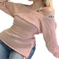 thumbnail image 4 of Women Irregular Sweater Off-shoulder Knitwear and Halterneck Tops, 4 of 7