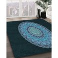 thumbnail image 3 of Ahgly Company Machine Washable Indoor Square Transitional Glacial Blue Ice Blue Area Rugs, 3' Square, 3 of 7