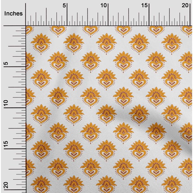 oneOone Silk Tabby Fabric Floral Block Printed Craft Fabric BTY 42 Inch Wide