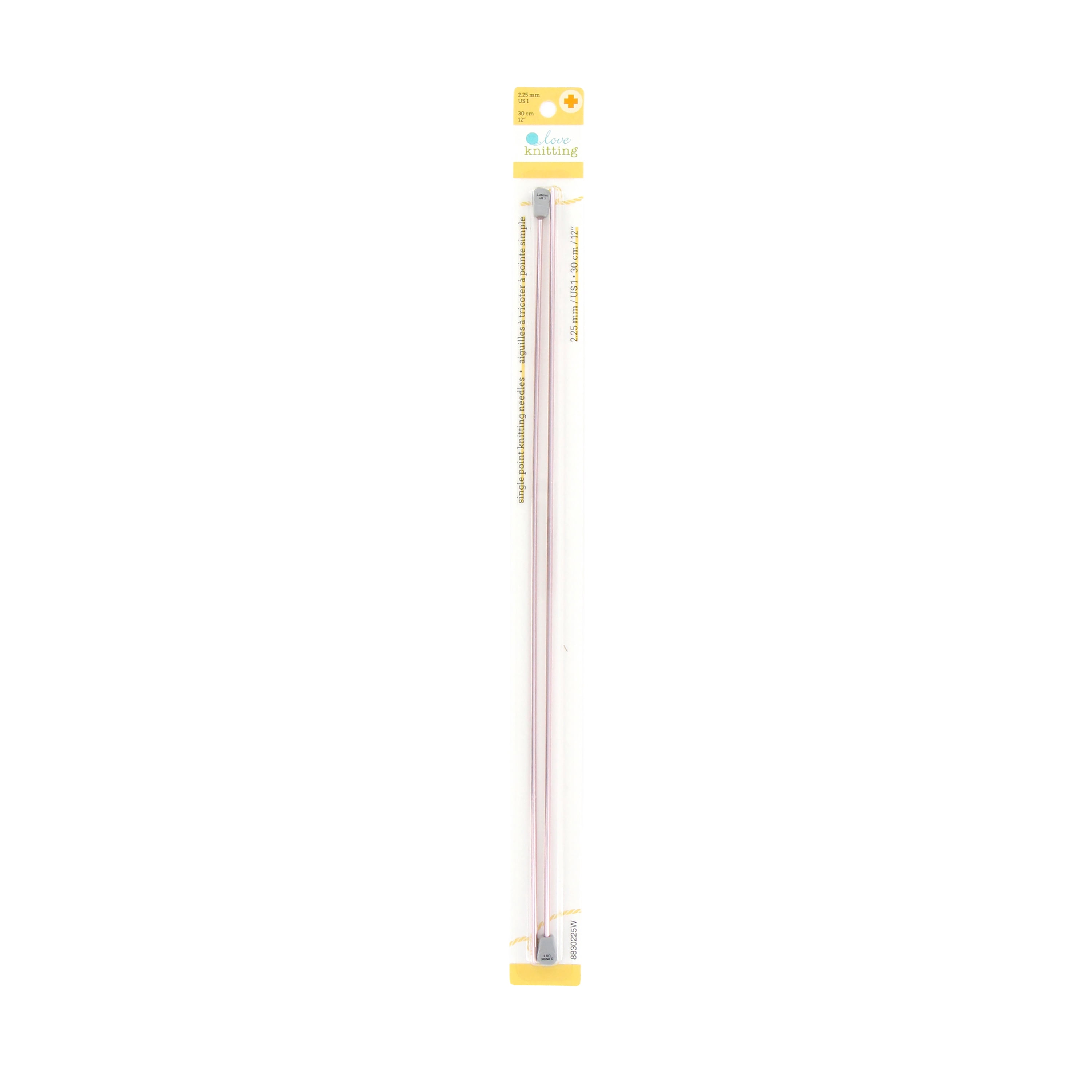 LOVE KNITTING Aiguilles à tricoter droites en aluminium, 30 cm (12 po), 2,25 mm (US 1)
