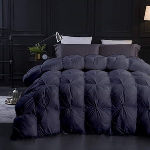 Dark Gray All Season Down Pin-Tuck Comforter- Full Size 82 x 86 Inches 1 pc Pinch Pleated Comforter 600 GSM & 4-Corner Tab's 100% Egyptian Cotton- - Dark Gray Solid