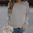 thumbnail image 2 of Yuyuzo Chandails à Col Rond pour Femmes Mode Automne 2025 Chandail à Manches Longues Tunique Décontractée Confortable T-Shirts Hauts Gris, 2 of 4