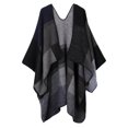 thumbnail image 1 of lionlar Cape Tricotée pour Femmes, Poncho d'Hiver Ouvert devant - Noir, as, 1 of 9