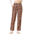 thumbnail image 1 of Unique Bargains Women's Christmas Plaid Pockets Elastic Waist Straight Leg Pant, 1 of 8