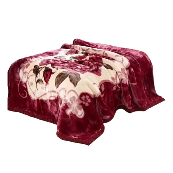 Vwrxbz Thick Raschel Blanket Double Layer Warm Flannel Blanket 150x200cm Floral Printed Fuzzy Bed Cover for Bedroom Sofa Winter