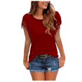 thumbnail image 1 of Ketyyh-chn99 T-Shirts Femmes Dames T-Shirts Été Manches Courtes Tunique Décontractée Hauts Confort table Ample Col Rond Hauts Rouge,5TG, 1 of 4