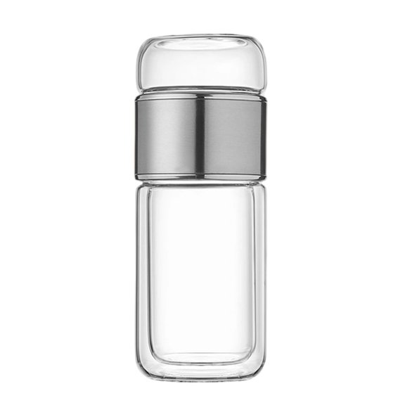 Bouteille Infuseur à Thé en Verre, Gobelet à Thé, Bouteille d'Eau Isolée à Double Couche avec Filtre Amovible, Tasse d'Infusion de Thé Portable et Étanche, 1 Unité
