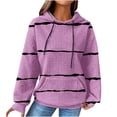 thumbnail image 2 of EGNMCR Sweat à Capuche à Manches Longues pour Femmes, Imprimé Rayé, avec Poches, Automne, 2 of 6