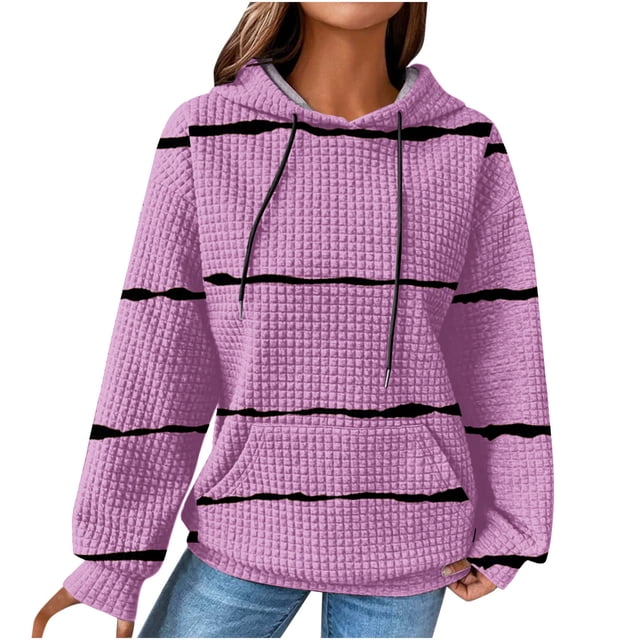 Yuyuzo Plus Size Sweatshirts for Women Long Sleeve Drawstring Oversized Hooded Casual Fall Pullover Tops with Pockets