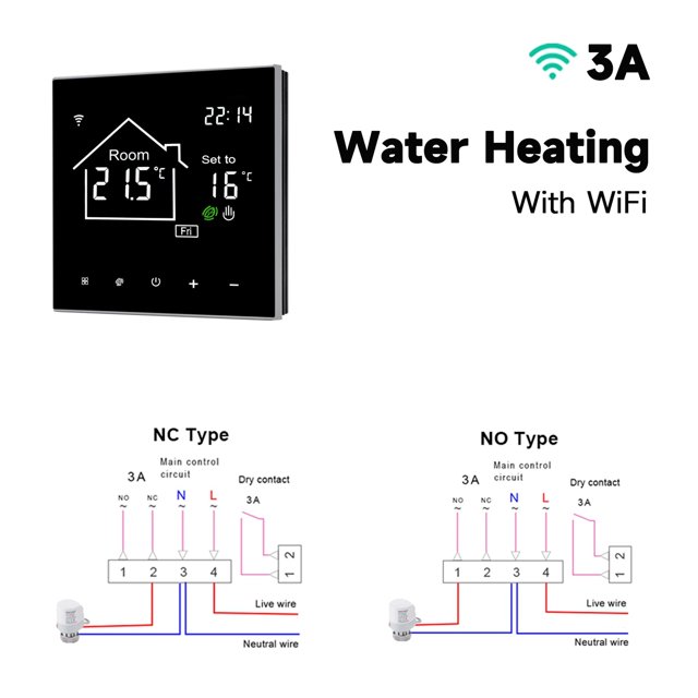 Tuya WiFi Smart Thermostat LCD Display Touch Screen For Electric Floor Heating Water/Gas Boiler Temperature Remote Controller Wireless ,Easy to Install