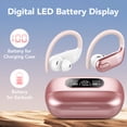 thumbnail image 4 of Bluetooth Headphones Wireless Earbuds 80Hrs Playback Sport Ear Buds with Earhook LED Display Charging Case IPX7 Waterproof Earbud Deep Bass Running Earphones for iOS Android Cellphone,Rose Pink, 4 of 8