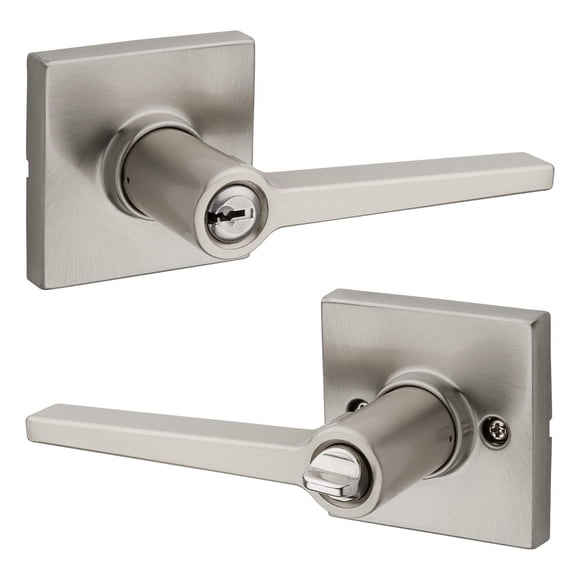 Weiser Safe Lock Daylon Keyed Entry Door Lever with SmartKey in Satin Nickel