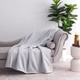 thumbnail image 2 of Better Homes & Gardens Gauze Reverse to Cozy Knit Throw Blanket Soft Silver, 50"X72", 2 of 4