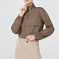 thumbnail image 2 of Timegard Tops for Women Lapel Neck Zipper Long Sleeve Crop Top Drawstring Hiking Outdoor Protection Tee, 2 of 7