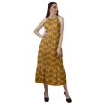 thumbnail image 2 of Moomaya Robe de Vacances pour Femmes en Rayonne, Col Licou, Sans Manches, Fente avant, Robe Imprimée, 2 of 4