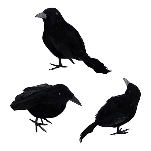 3/6Pcs Halloween Black Crow Model Simulation Fake Bird Animal Scary Toys For Halloween Party Home Decoration Horror Props