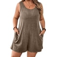 thumbnail image 2 of Combinaisons Décontractées pour Femmes Été Sans Manches Uni Poche Combinaison Courte Polyester 1 Pce, 2 of 9