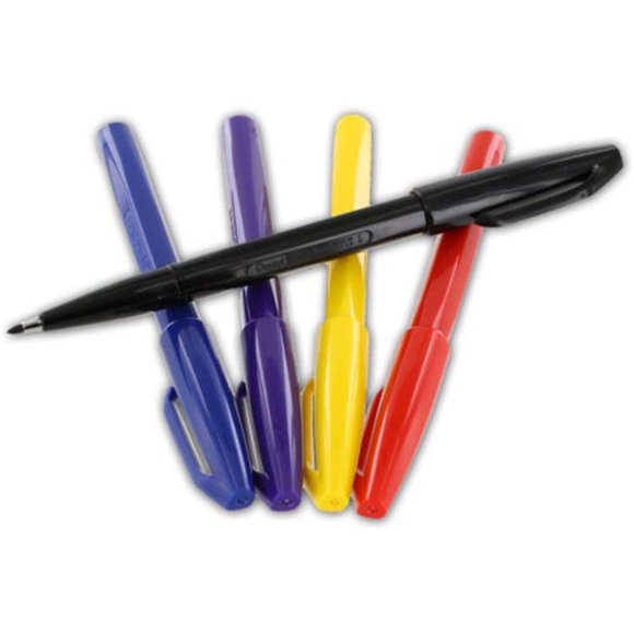 Pentel Of America S520-5 Pentel Of America S520-5 Fiber Tip Arts Sign Pen Assorted Ink Colors 5 Count - Pack of 6