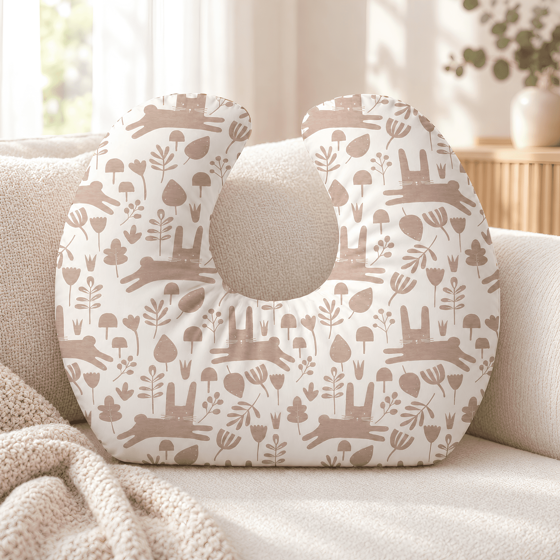 Coussin d’allaitement Jolly Jumper Baby Sitter - Bunny | Entreprise fièrement canadienne | 100 % coton, hypoallergénique pour l’allaitement | Fabriqué au Canada avec des pièces canadiennes et importée