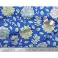 thumbnail image 2 of Soimoi Blue Moss Georgette Fabric Leaves & Flower Floral Printed Fabric 1 Yard 42 Inch Wide, 2 of 3