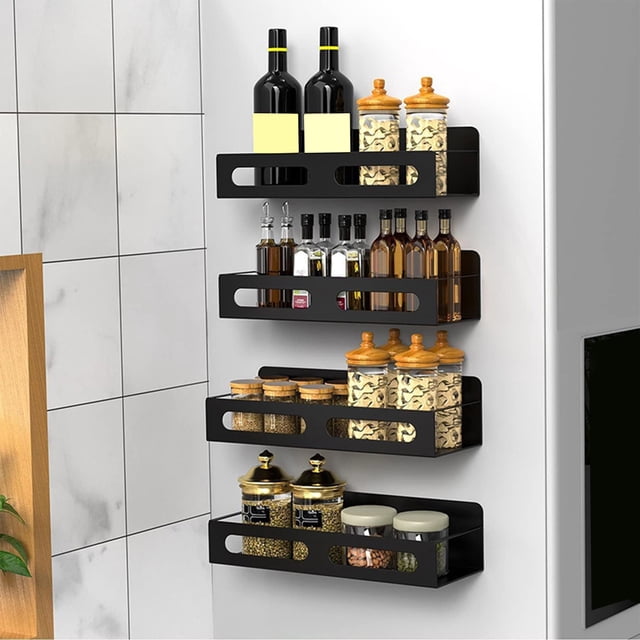 KITTEHIGM Magnetic Spice Storage Rack Organizer For Refrigerator And Oven, Black Fridge Organizers And Storage Unclaimed Pallets #33