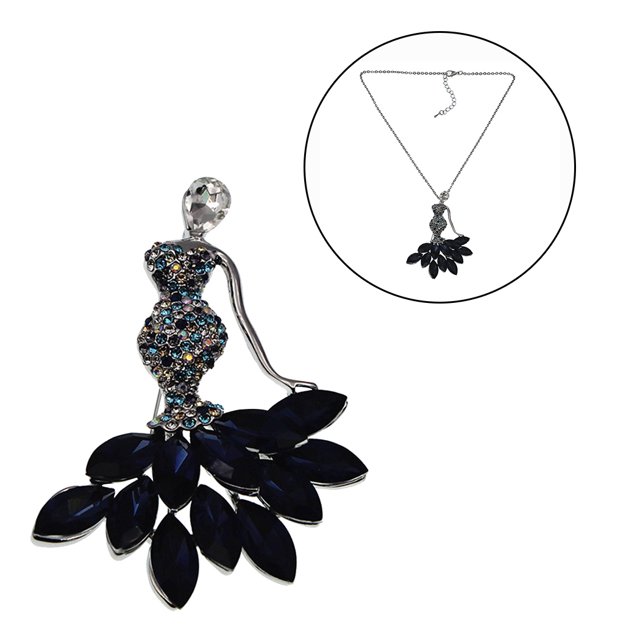 Broche de Mode Élégante Double Usage Cristal Sirène Forme Collier Broche en Strass Épingle à Revers avec Chaîne
