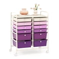 thumbnail image 2 of Costway 12-Drawer Rolling Storage Cart Organizer Cart with 2 Sizes Plastic Drawers Macaron Purple, 2 of 2