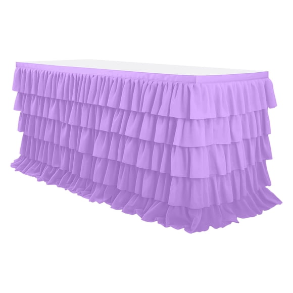 Qiweii Nappe de Fête Plissée à 5 Couches, Ajustement Universel pour Toutes les Formes de Table, Déco de Banquet pour Mariage et Anniversaire, Nappe Extensible avec Design à Volants
