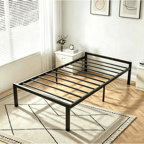 Enduran Twin Metal Bed Frame, 14-inch Under Bed Storage, Heavy Duty Single Platform Bed Mattress Foundation, No Box Spring Needed, Easy Assembly