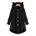 thumbnail image 1 of PVCS Women's Keep Warm Button Down Cardigan Hoodies Cat Ears Irregular Plush Solid Hooded Coat Tops, 1 of 4