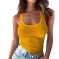 thumbnail image 2 of VEKDONE Women's Plus Size Tank Tops Ribbed Knit Workout Tanks Summer Sleeveless Scoop Neck Tunics Tops Solid Color Basic Slim Fit Camisole Orange Small, 2 of 6