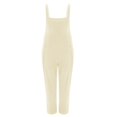 thumbnail image 5 of HBFAGFB Jumpsuits for Women Casual Overalls Loose Long Pants Simple Rompers with Pockets Beige Size XL, 5 of 5