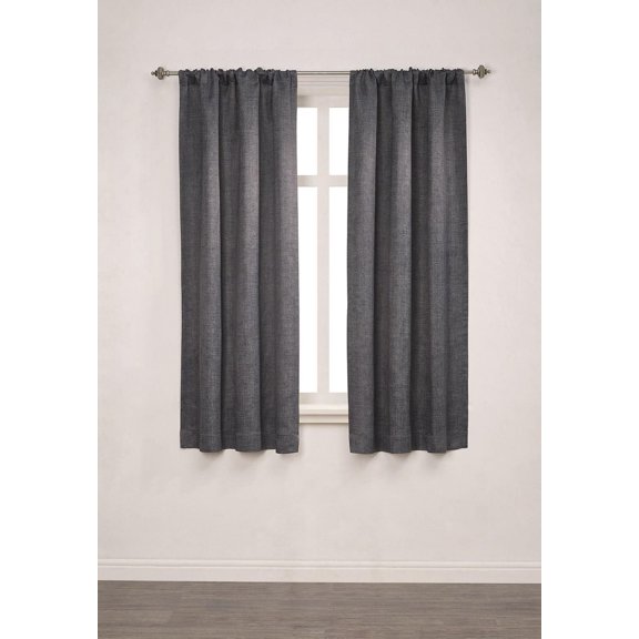 Mainstays Chambray Blackout 63" Window Curtains Panel Pair