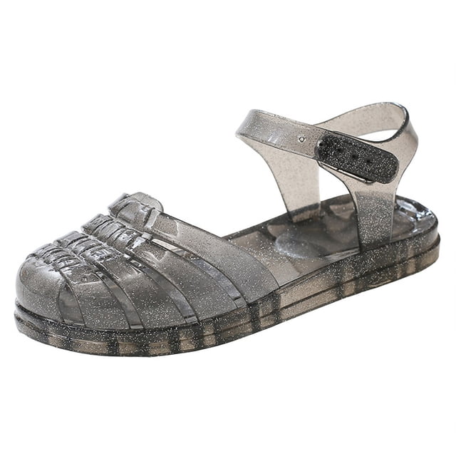 Sandales en Gelée pour Fille Taille 2 Chaussures de Course pour Filles Chaussures Fermées pour Filles Princesse à Enfiler Chaussures d'Été de Robe Chaussures de Plage pour Filles 12 Sandales Plates