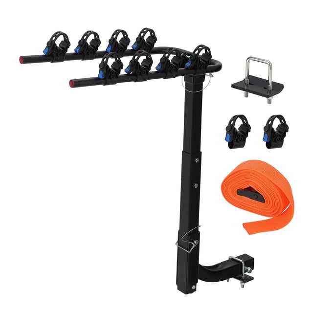 Yiwa 4 Bike Hitch Rack, Heavy-Duty Foldable Steel Bicycle Rack with Hitch and Anti-Rattle Straps, 2" Receiver Compatible, Easy to Assemble & Use, Bike Rack for SUV, Car, Truck