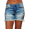 thumbnail image 1 of MAWCLOS Ladies Jean Short  Hem Jeans Solid Color Denim Shorts Sexy Party Pockets Deep Blue XL, 1 of 2