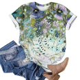 thumbnail image 5 of Économies du Printemps! CEHVOM T-Shirts Graphiques Floraux pour Femmes, T-Shirt à Manches Courtes Boho à Imprimé Paysage Floral pour Femmes, Col Rond Ample Décontracté d'Été Décontracté Ample Basique Confortable T-Shirts Boho Hauts 2023, 5 of 5