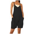 thumbnail image 1 of Womens Rompers for Summer Sleeveless Spaghetti Straps Short Jumpsuit Baggy Solid Color Bib Jumpers Overalls with Pockets, 1 of 5