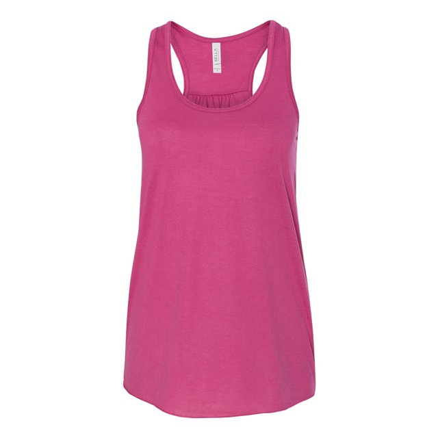 Bella Ladies Flowy Racerback Tank, L, Berry