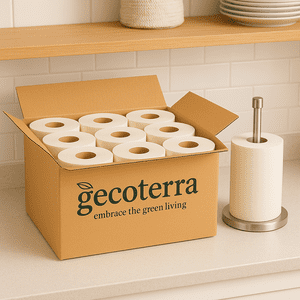Gecoterra Bamboo 2-Ply Paper Towel, Tree Free, Eco Friendly, Sustainable, Plastic Free (Pack of 9 Rolls)