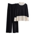 thumbnail image 1 of Yuyuzo Womens Ribble Knit 2 Piece Sets Long Sleeve Turtleneck Pullover Sweaters with Straight Leg Pants Suits, 1 of 4