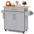 thumbnail image 1 of Costway Kitchen Island 44" Rolling Kitchen Cart with Drawer Adjustable Shelf Spice Rack Gray, 1 of 10