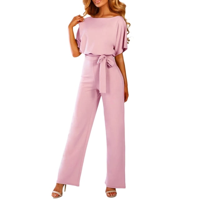 2025 Combinaison Courte à Manches Courtes pour Femmes Col Roulé Manches Longues Tenue de Boîte de Nuit Combinaison à Jambe Droite Combinaison en Lin pour Femmes avec
