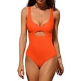 thumbnail image 1 of Charmo Womens Ribbed One Piece Swimsuits High Cut Padded Monokini Bathing Suit, 1 of 6