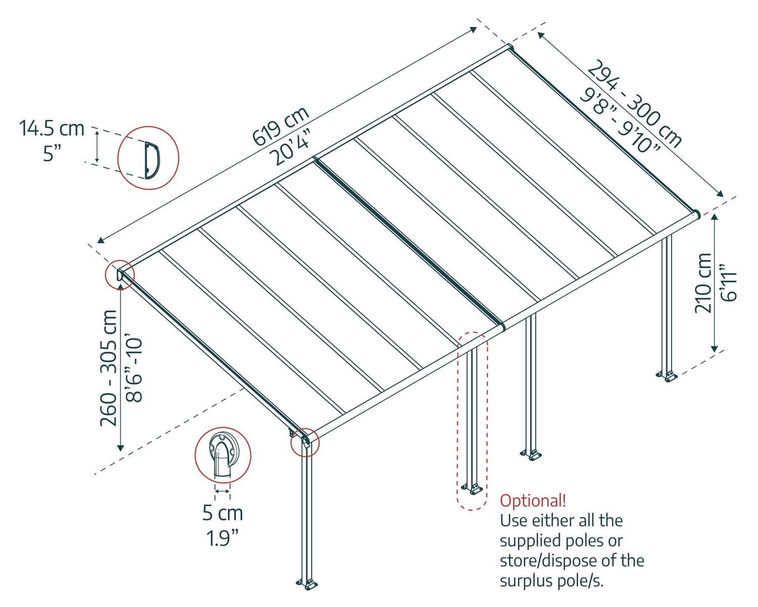 CANOPIA by PALRAM Olympia 10 ft. x 20 ft. Aluminum Patio Cover